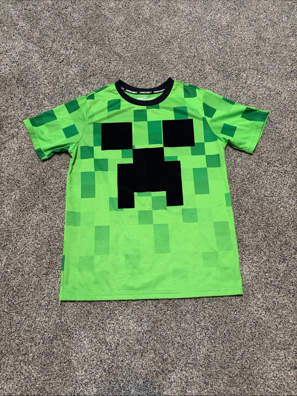 Boys Minecraft Short-Sleeve Creeper Face Graphic Tee - Bright Green Size L 10/12
